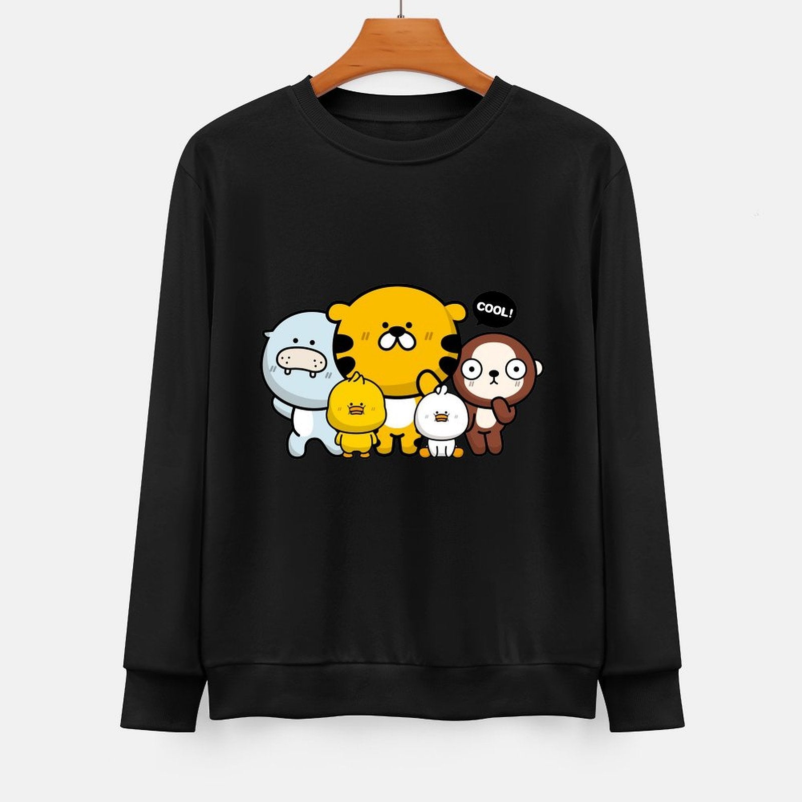 Front Patterned Long Sleeve TopFade-Proof Wrinkle-Free